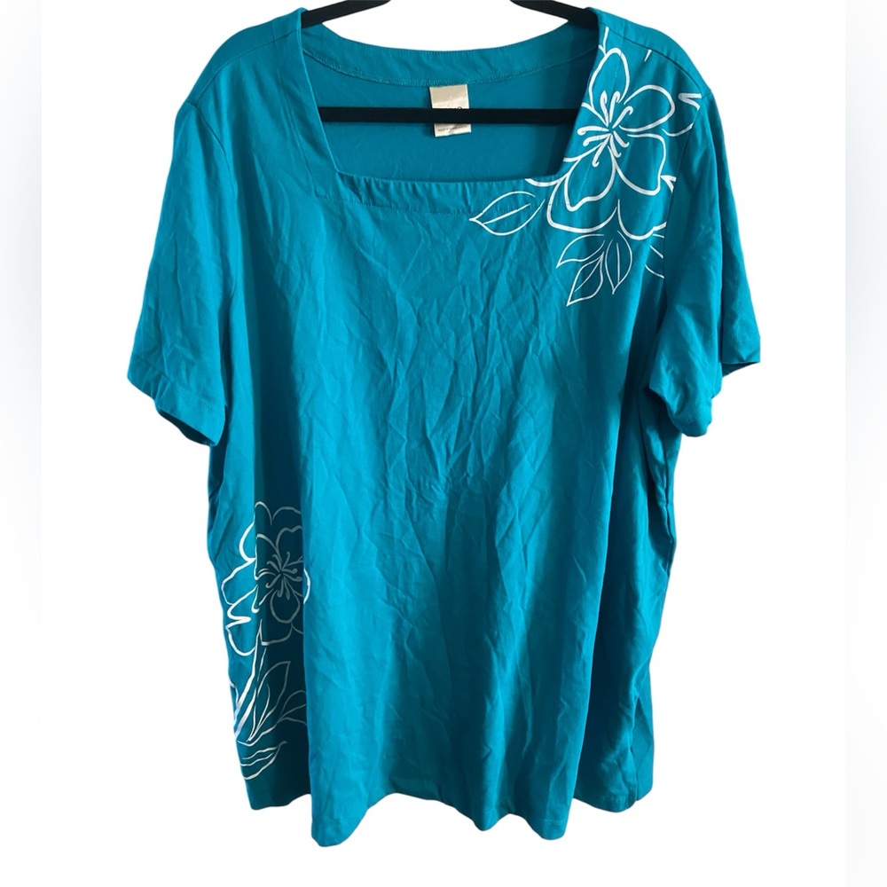 Blair Blue Floral Square Neck Top